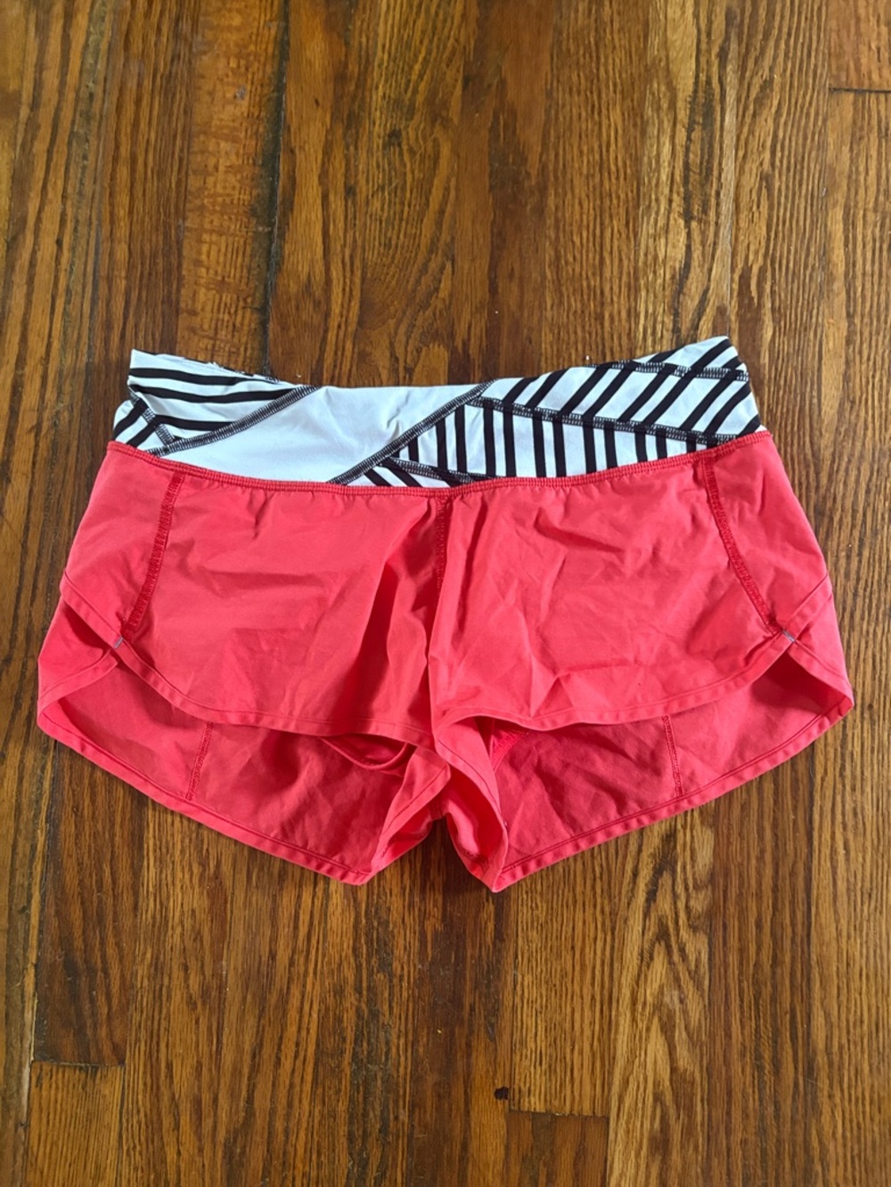 🎉Lululemon athletica Pink/Orange Athletic Shorts with Striped Waistband!